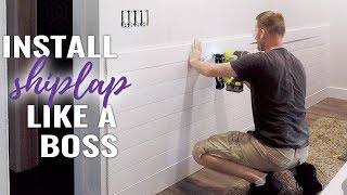 🔨 How to Install Shiplap on a Wall  DIY [upl. by Oinotnaesoj]