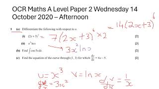 A Level Pure Maths OCR Exam Questions for ALL TYPES OF DIFFERENTIATION CHAIN RULE PRODUCT RULE [upl. by Einahpad]