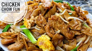 Chicken Chow Fun  Chicken And Rice Noodles Stir Fry [upl. by Reffotsirhc247]