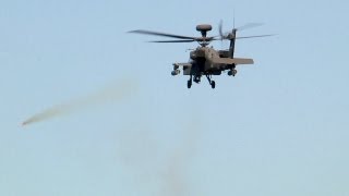 AH64 Apache Helicopter in Action  Rocket Launch Machine Gun Live Fire [upl. by Oryaj]