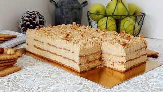 قاطو بدون فرن‼️لا بيض ولا دقيقكرام موسلين😍نتيجة اكثر من رائعة gâteau sans cuissonni œufsdélicieux [upl. by Fillender]