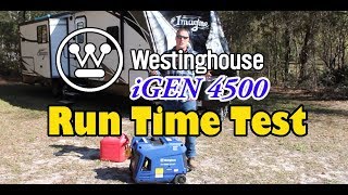 Largest Inverter Generator Run Time Test Westinghouse iGen4500 Largest Fuel TankLongest Runtime [upl. by Netloc66]