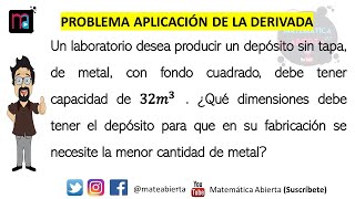 Problema de OPTIMIZACIÓN resuelto utilizando la derivada  Nivel Medio Alto [upl. by Avah]