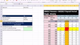 Excel 2010 Business Math 55 Federal Income Tax Deduction Wage Bracket Method [upl. by Otanod]