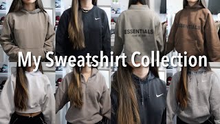 MY SWEATSHIRT COLLECTION 2021  Essentials Aritzia Nike etc [upl. by Ynnelg]