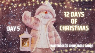 Day 5 of quot12 DAYS OF CHRISTMASquot  Watercolor Christmas Card [upl. by Limemann918]