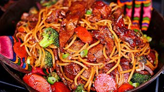 Steak and Vegetable Stir Fry Noodles  Easy beef Stir fry Recipe [upl. by Htiduy]