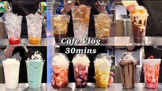 vlog🌻카페 브이로그 30분 모아보기🌻 컴포즈커피  카페 브이로그  음료제조영상  카페알바브이로그 [upl. by Siladnerb]