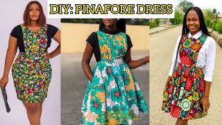 How to Cut and Sew a Simple Pinafore DressStep by step sewing a Short Dress Tutorial [upl. by Towne]