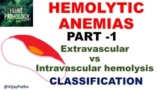 Hemolytic Anemias Part 1 Definition Extravascular Vs Intravascular hemolysis Classification [upl. by Ytsrik]