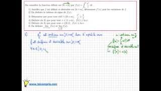 étudier une fonction définie par une intégrale  Maths  Terminale S Exercice Bac très important [upl. by Dorlisa]