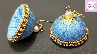 How to Make Thread Earrings JhumkaHow to Make Silk Thread Earrings Jhumka [upl. by Ybloc223]