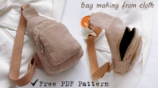 DIY Sling Backpack Sewing from Cloth 🙌 Bag Making at Home [upl. by Estren]