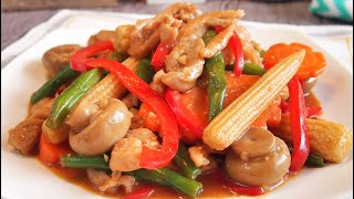 Worlds Easiest Chinese Chicken amp Vegetable Stir Fry Recipe 滑鸡炒蔬菜 Chinese Veggies w Chicken [upl. by Repsihw]