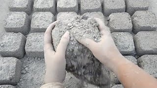 ASMR very dusty soft crispy gritty pure cement mini blocks wholecrush drywateron floor🤤 [upl. by Jandy573]