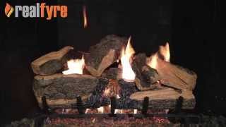 Peterson Real Fyre Charred Rugged Split Oak Log Set Shown With the G45 Burner [upl. by Drolet298]