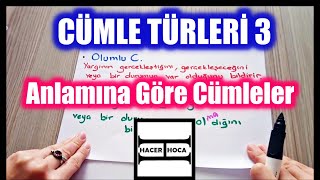 CÜMLE TÜRLERİ 3ANLAMINA GÖRE CÜMLELER  Hacer Hoca [upl. by Odraboel]