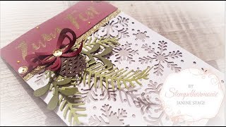 Weihnachtskarte Tannenzapfen und Schneezauber selber basteln  DIY  Stampin Up  Stempelharmonie [upl. by Yetty]