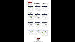 Calendario Laboral 2019  Festivos nacionales 2019 [upl. by Notyalk771]