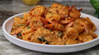 Spicy Creamy Shrimp Pasta Recipe  30 Minute Meal [upl. by Lahcsap]