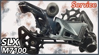 Shimano SLX M7100 Rear derailleur restore service clean disassembled [upl. by Onateyac528]