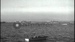 Japanese plane bombs USS Ommaney Bay and activities aboard USS Mississippi in PhiHD Stock Footage [upl. by Enilauqcaj]