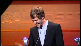 Vettel impersonates Raikkonen in hilarious speech at the Autosport awards [upl. by Anivla718]