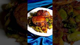 Double Cut Air Fryer Pork Chops with Bacon Brussels Sprouts [upl. by Edalb575]