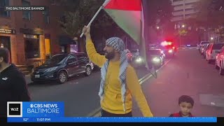 MTA diverts bus routes around roaming proPalestinian protest in Downtown Baltimore [upl. by Xavler341]