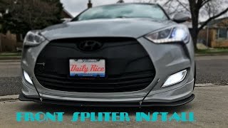 13 Veloster Front Splitter Install [upl. by Nymsaj]