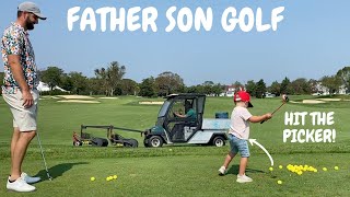 3 Year Old Rhys Goes to the Golf Driving Range  Educational Sports Videos for Kids [upl. by Chipman800]