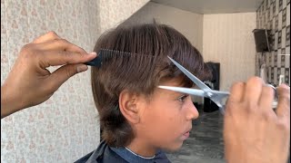 How To Scissor Hair cut  Boys Hair Style ASMR TUTORIAL [upl. by Gnok]