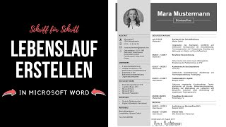 Professioneller Lebenslauf schreiben tabellarisch modern kreativ in Word  Tutorial [upl. by Philina]