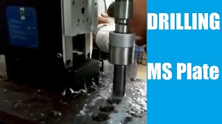 Drilling MS Plate With HSS Cobalt Annular Cutter and MABasic 450 Magnetic Drill [upl. by Guevara]