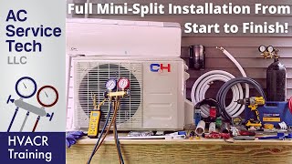 Full Installation of Mini Split Ductless Unit Step by Step [upl. by Nirrat394]