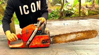 Restoration Old Rusty Gasoline ChainSaw  Restoring 2 Stroke Petrol Chain Saw [upl. by Ajar]