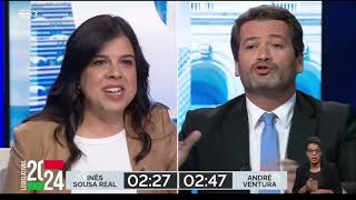 PAN vs CHEGA  Inês de Sousa Real vs André Ventura  Eleições Legislativas 2024 [upl. by Gerlac]