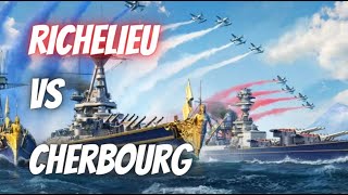 Wows Blitz Richelieu vs Cherbourg  Indoor cats live longer but [upl. by Shawn903]