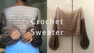 How to crochet a mohair sweater with puff sleeves [upl. by Labanna]