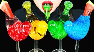 ASMR BIRD GLASS RAINBOW VARIETY DRINKS WATERMELON JELLO EDIBLE FROG EGGS BOBA Water Drinking Sounds [upl. by Treborsemaj183]