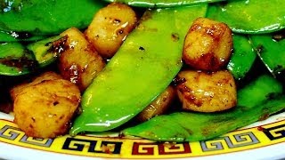 Stir Fry  Baby Scallop with Snow Peas in Oyster Sauce [upl. by Ailat]