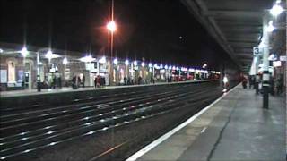 70013 Oliver Cromwell roars through Doncaster with The Christmas White Rose [upl. by Dnomra]