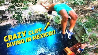 THE BEST CLIFF DIVING CENOTE IN MEXICO We Went CRAZY [upl. by Samford]