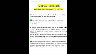 2024 AHIP Final Exam Questions and Answers Updated Verified Answers [upl. by Enelahs]