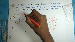 A Point P is 20 mm below HP and lies in the third Quadrant Its shortest distance from xy is 40 [upl. by Llezniuq]