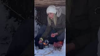 Building a snow shelter  Primitive outdoors survival [upl. by Irrek]