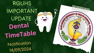 Notification and Timetable for conduct of Dental Theory Exam NovDec2024 rguhs bds dental [upl. by Nahama]