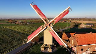 De Steenakkermolen in volle actie in LangemarkPoelkapelle [upl. by Annay]