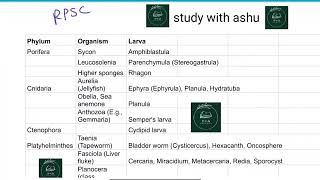 larval form of all phylum  Animal kingdom  with their organism amp class  RPSC  UPSC  RAS  NEET [upl. by Anon]