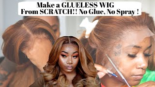 FINALLY HOW TO MAKE A WIG GLUELESS  Brown Highlights Tutorial  Laurasia Andrea Wigs [upl. by Hayidan]